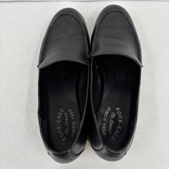 Kork-Ease Meg Leather Loafers Womens Size 8.5 Black Low Block Heel Flat Slip On - Picture 6 of 10